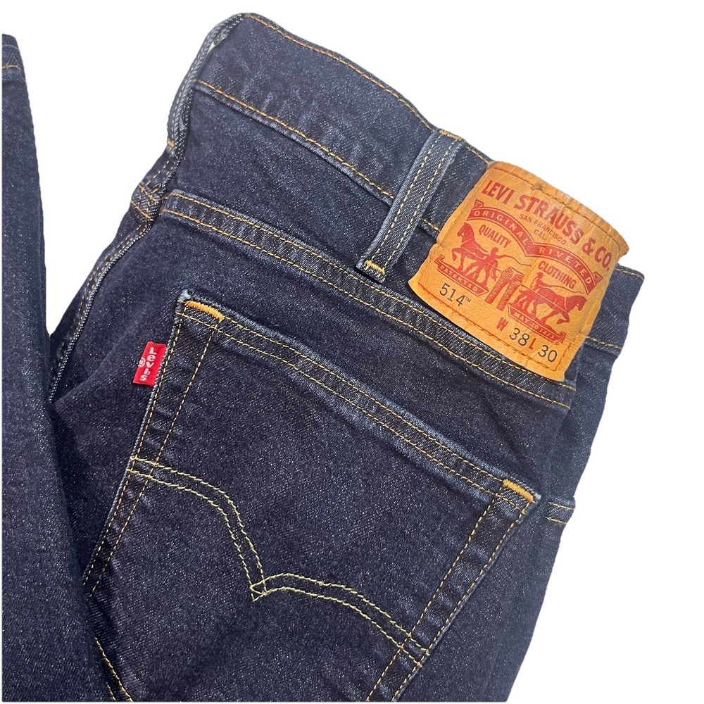 Levis men's 514 straight fit jeans 38x30 Dark Wash EUC